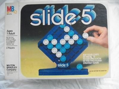 Vintage 1980 MB Slide 5 Table Top Board Game 2 Player Strategy Game