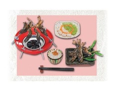 RE-MENT Regional Japanese Cuisine 9-Grilled Sweetfish, 1:6 scale food miniature