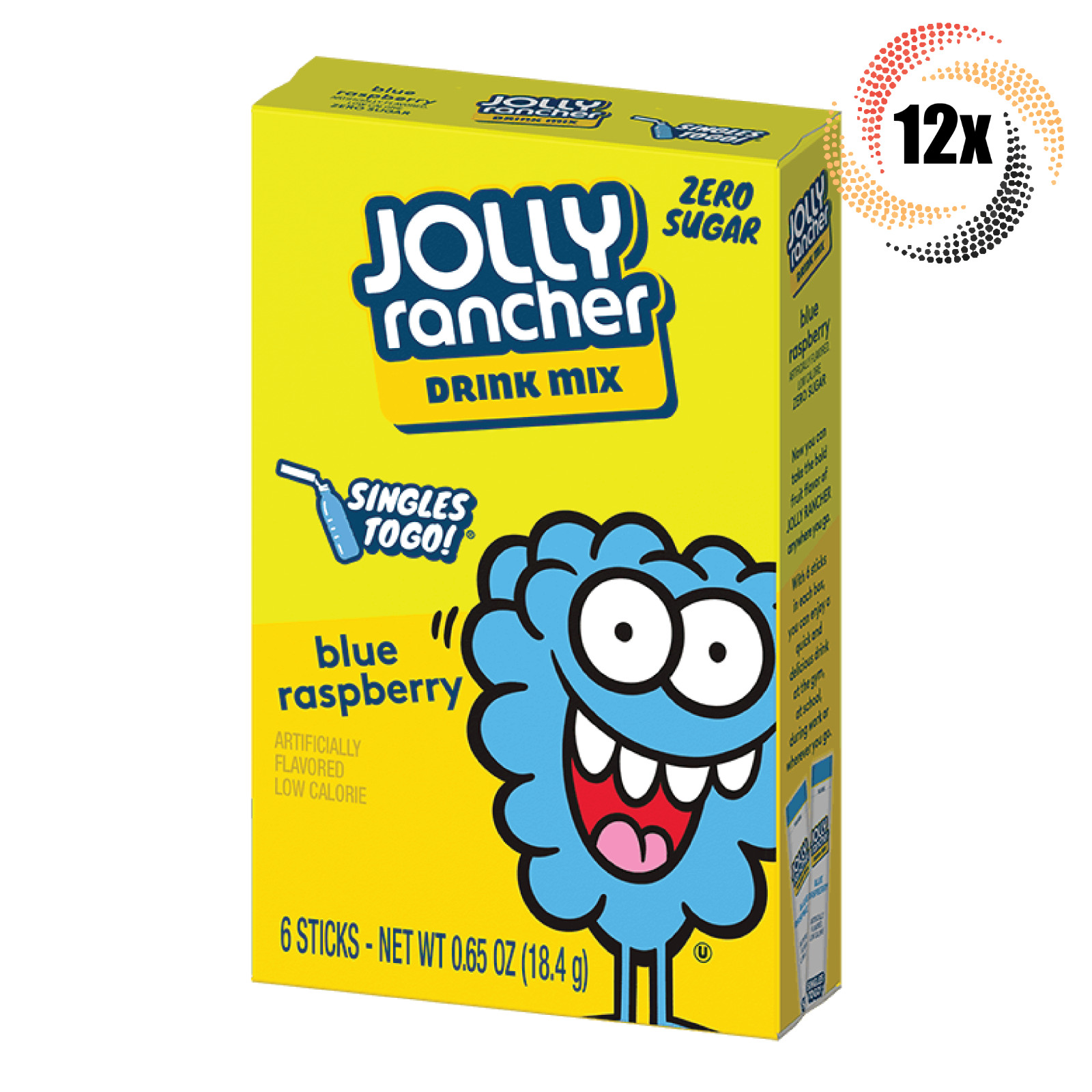 12 упаковок коктейлей Jolly Rancher Blue Raspberry Drink Mix Singles | по 6 палочек в каждой |65 унций