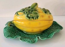 Antica Zuppiera melon IN Maiolica Ceramica Sarreguemines Barbotine A Coperchio