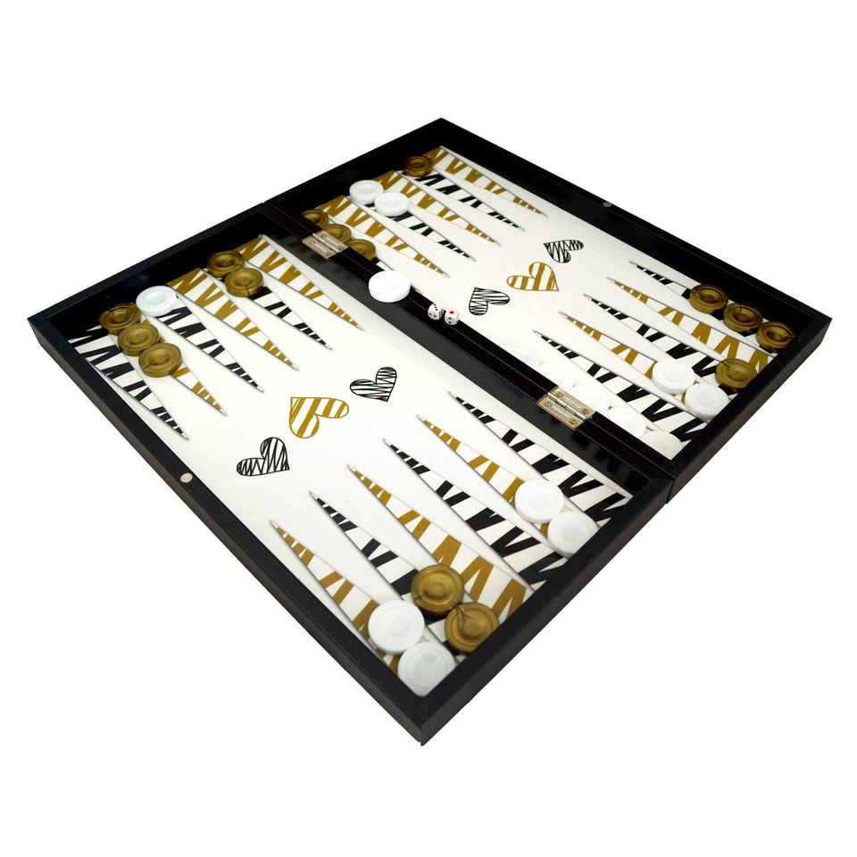 DELUXE Holz Backgammon Set VALENTINE Tavla Spiel im XXL Format 48x48,7 cm - Bild 4 von 4