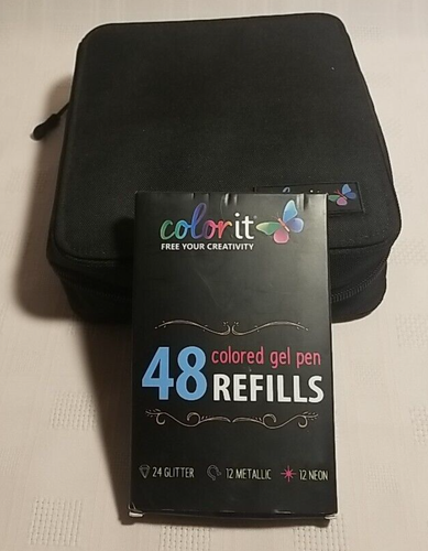 ColorIt Gel Pens For Adult Coloring - 48 Gel Pens and Pack of 48 Refills & Case - Picture 3 of 3