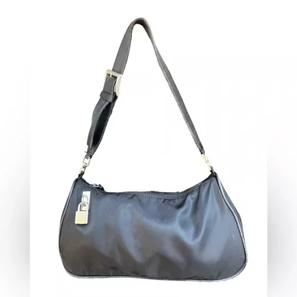 PRADA 1990s Vintage Nylon Baguette Black Small Purse | eBay