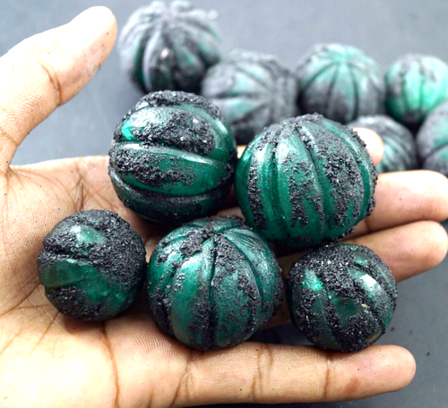 1000 Ct Natural Green Emerald Melon Cut Certified Colombian Rough Loose Gemstone - Picture 6 of 7