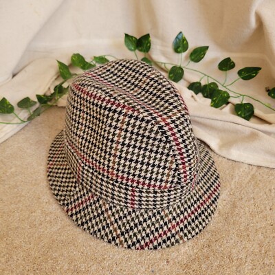 Vintage Kangol Wool Tweed Houndstooth Trilby Hat Glanford S