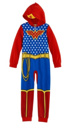 Wonder Woman Pajamas Size 4 Girls One Piece Blanket Sleeper Costume Union Suit 
