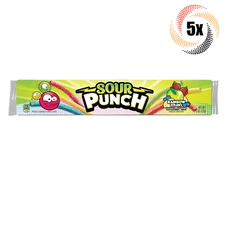 5x Packs Sour Punch Rainbow Flavor Mouthwatering Sour Straws Candy | 2oz
