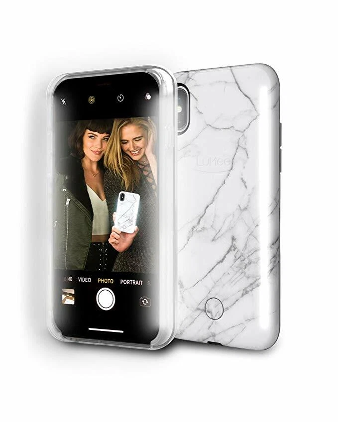 Funda Teléfono LuMee Duo Instafame Iluminada para iPhone X/XS D Blanco Mármol Howlite Foto 2 de 3