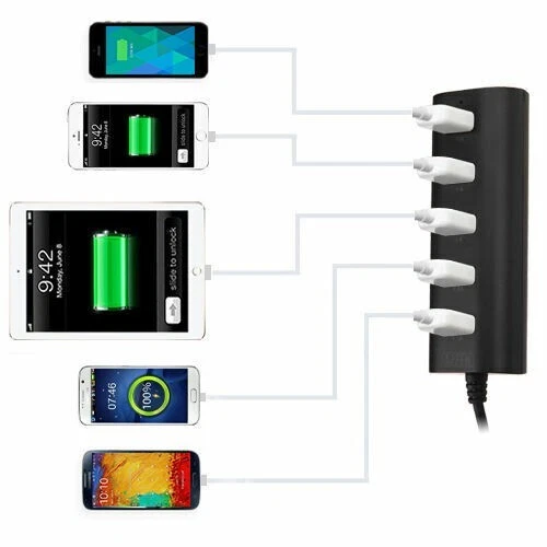 Cargador de coche USB de 5 puertos estación de alimentación múltiple para tablet Apple Samsung LG PSP Foto 4 de 4