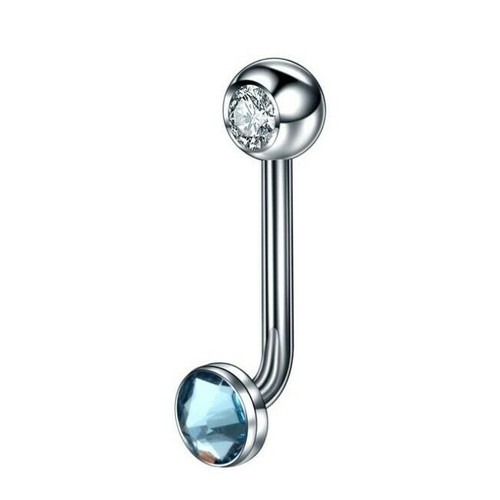 IMPLANT GRADE TITANIUM Crystal Gem Vertical Hood Piercing Vaginal Christina Bar - Picture 4 of 9
