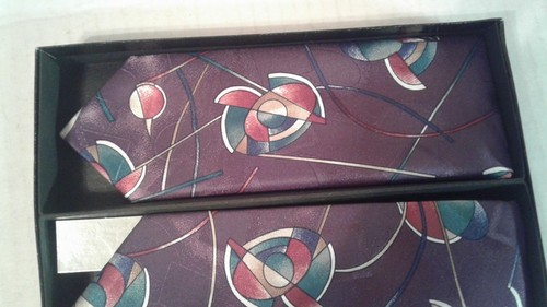 Ketch Classics Tie Men's Multi Color Abstract Print Necktie and Hanky NWT - Picture 4 of 8