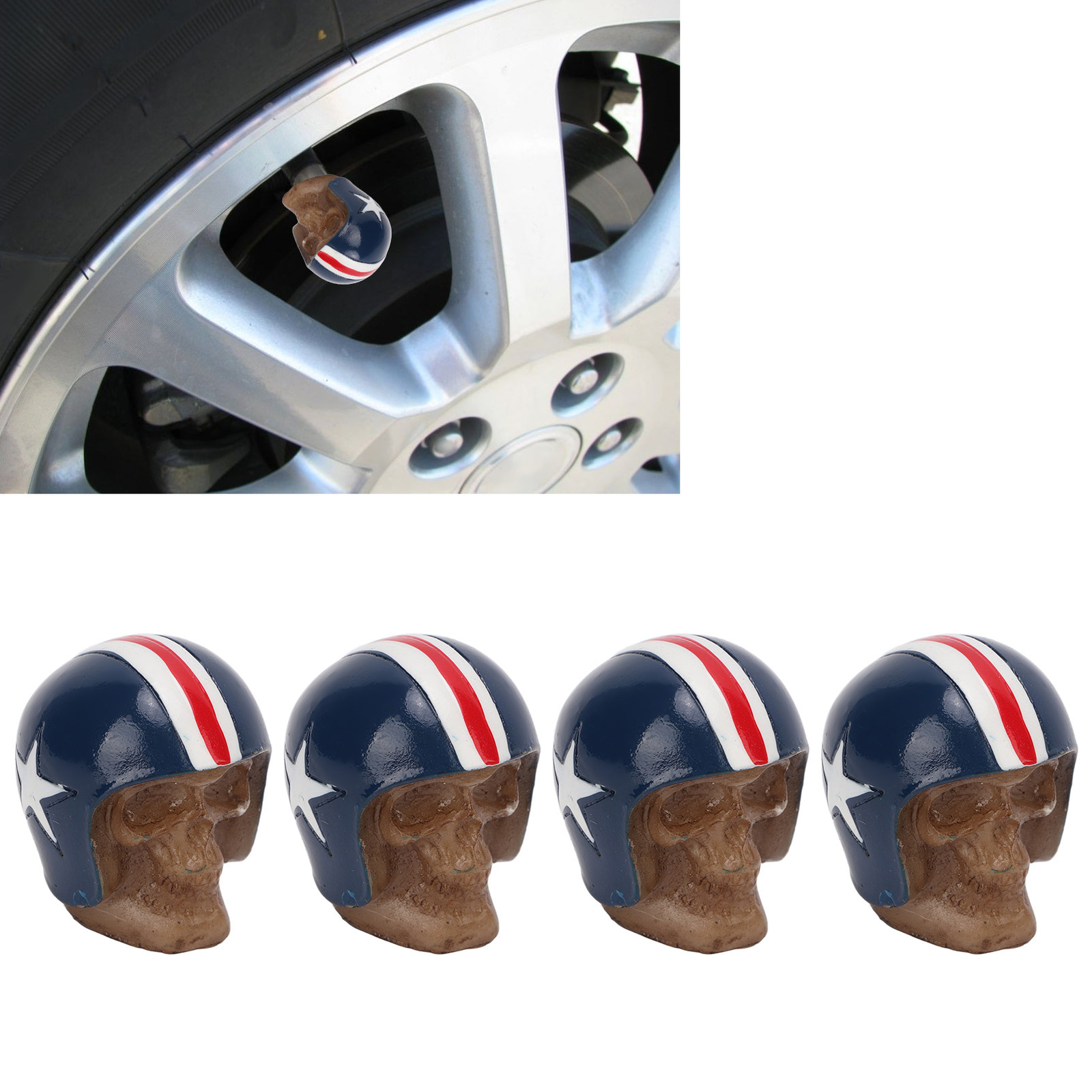 Car Tire Valve Stem Cap Skull Style Universal Wheel Valve Stem Cover