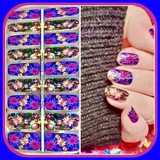 Color Nail Polish Strips, 18ct. Classy Claws Custom. Fantasy Blooms