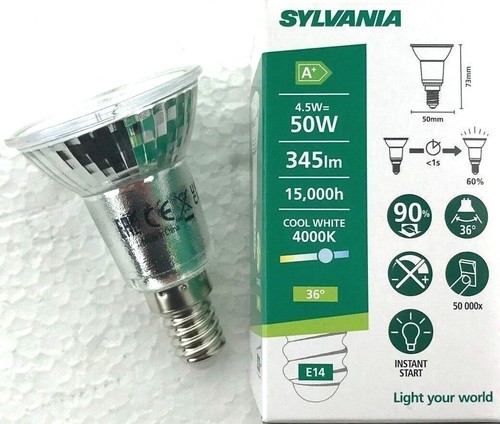 2 pack Sylvania Cooker Hood LED PAR16 4.5 Watt 4000K Cool White SES E14 28545 - Picture 2 of 3