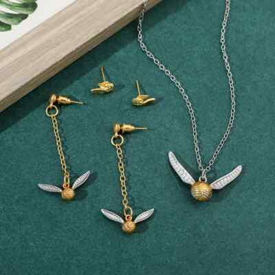 Schmuckset Halskette Ohrringe Harry Potter goldener Schnatz Modeschmuck Geschenk