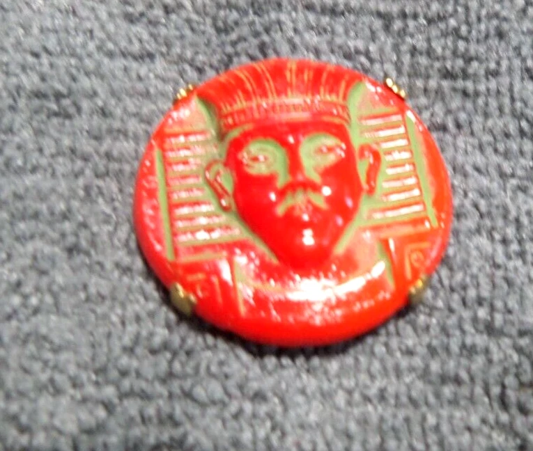 Vintage Antique Glass Picture Button EGYPTIAN KING - Image 2 of 4