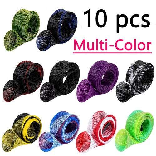 Fishing Rod Sleeve Sock Cover Braided Mesh Protector Pole Spinning Casting 10 Pc