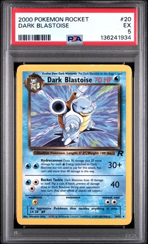 2000 POKEMON ROCKET #20 DARK BLASTOISE PSA 5