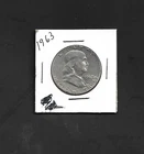 1963 Franklin Half Dollar 90% Silver Coin Last Year of Series--VERY NICE- AU/UNC