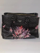 GUESS Elegant Brown Floral Bag Pink & Purple Purse Business Casual Travel