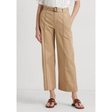 NEW Womens Size 16 Ralph Lauren Micro-Sanded Twill Belted Wide-Leg Pants 145