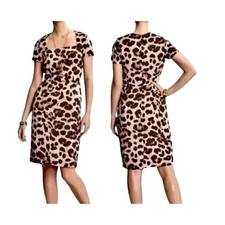 Banana Republic Sophia Animal Leopard Print Square Neck Midi Dress Statement 