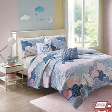 Kids Reversible Cotton Quilt Set Fun Playful Print All Season Children Bedding