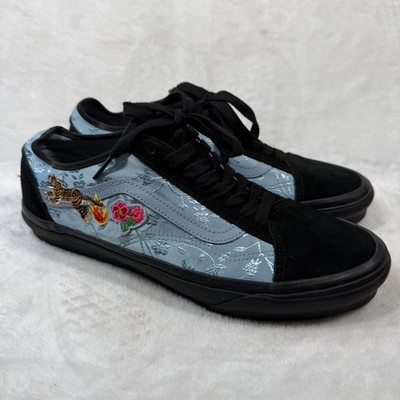 Vans Old Skool Patchwork Floral Brocade Blue Black Sneakers Women 12 Men 10.5