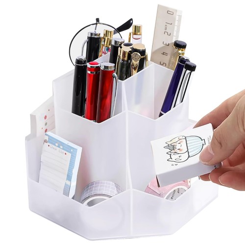 Pencil Pen Holder 9 Slots 360 Degree Rotating Desk Organizer Desktop Storag