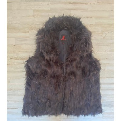 Adrienne Landau Black Faux Fur Vest  SZ 1XL C100084