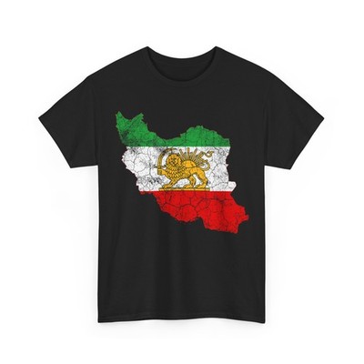 Iranian Flag Shirt, Iran Map with Lion and Sun Persian Heritage Women Men Shirt