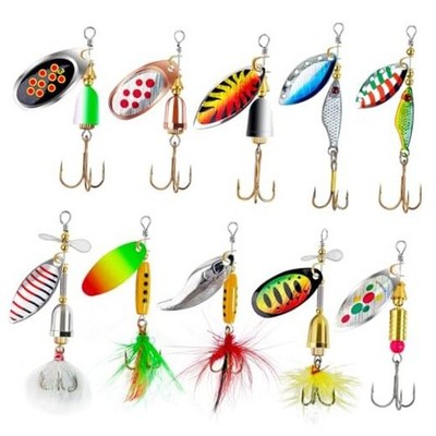 Fishing Spinner Baits for Freshwater and Saltwater, 10pcs Rooster Tail