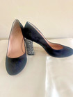 KATE SPADE - GLITTER HEEL PUMPS, Size 7, Black suede — photo 2