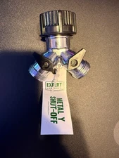 NEW Garden Hose Y Valve Metal 2 Shut-Off Connections Easy Swivel Connector