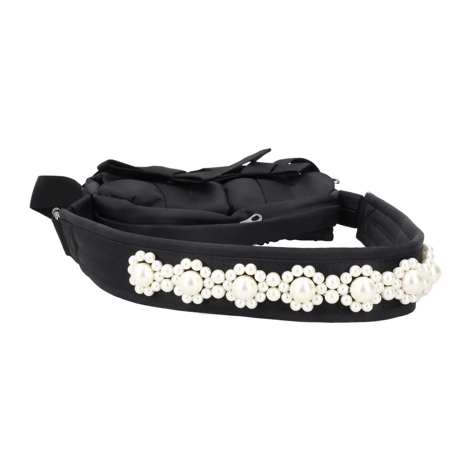 SIMONE ROCHA Women Crossbody Bag Nylon Bow Detail Beaded Strap Black OS RRP 545 - image 2 of 4