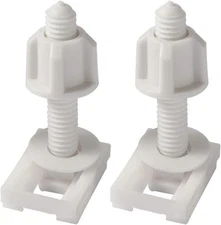 2 Pcs White Universal Plastic Toilet Seat Hinge Bolts, Screws Standard, 