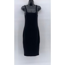 ZARA TRAFALUC Women's Black Solid Straight-Neck Bodycon Midi Dress SZ M