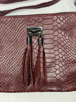 Mia Tomazzi Italian Snake Embossed Leather Crossbody Handbag