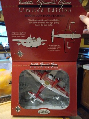 Grumman Goose Die Cast Airplane Campbells Soup 1938 Bank NIB Gearbox Collectible
