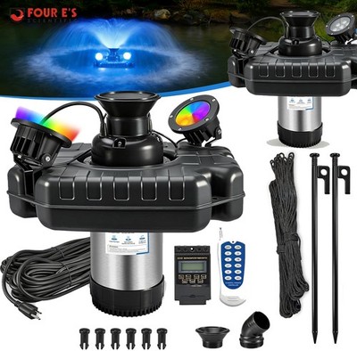 Pond Fountain Aerator Floating Pump with LED Lights(Changing) 1HP 15000GPH New