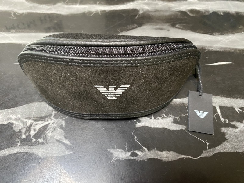 Emporio Armani Authentic Eyeglass/Sunglass Travel Zipper Soft Storage Case,Black