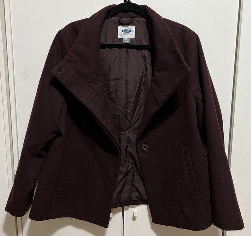 Old Navy Burgundy Pea Coat Winter Jacket Great Condition Size XL - Picture 1 of 16