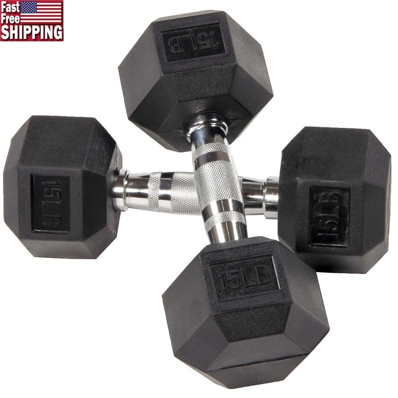 Rubber Hex Dumbbells Set Non-Slip Grip Hex Weight Pair Home Gym Fitness Training
