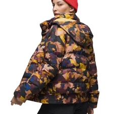 PrAna Goose Down Hooded Puffer Vest Women’s Small Print FREE SHIPPING