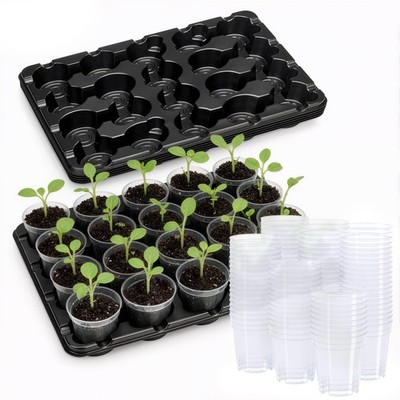 Seed Starting Trays 20Cell, 3'' Nursery Pots, 100 Pcs with Drainage for