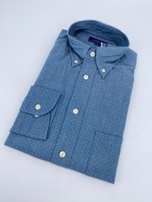 Eton Dress Shirt Mens M 15 3/4 - 40 Blue White Polka Dot Indigo Slim Fit Formal