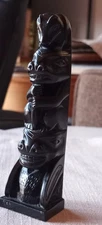 Northwest Haida Style Resin Argillite Look Beaver Totem Pole Signed REP.  4 1/4"