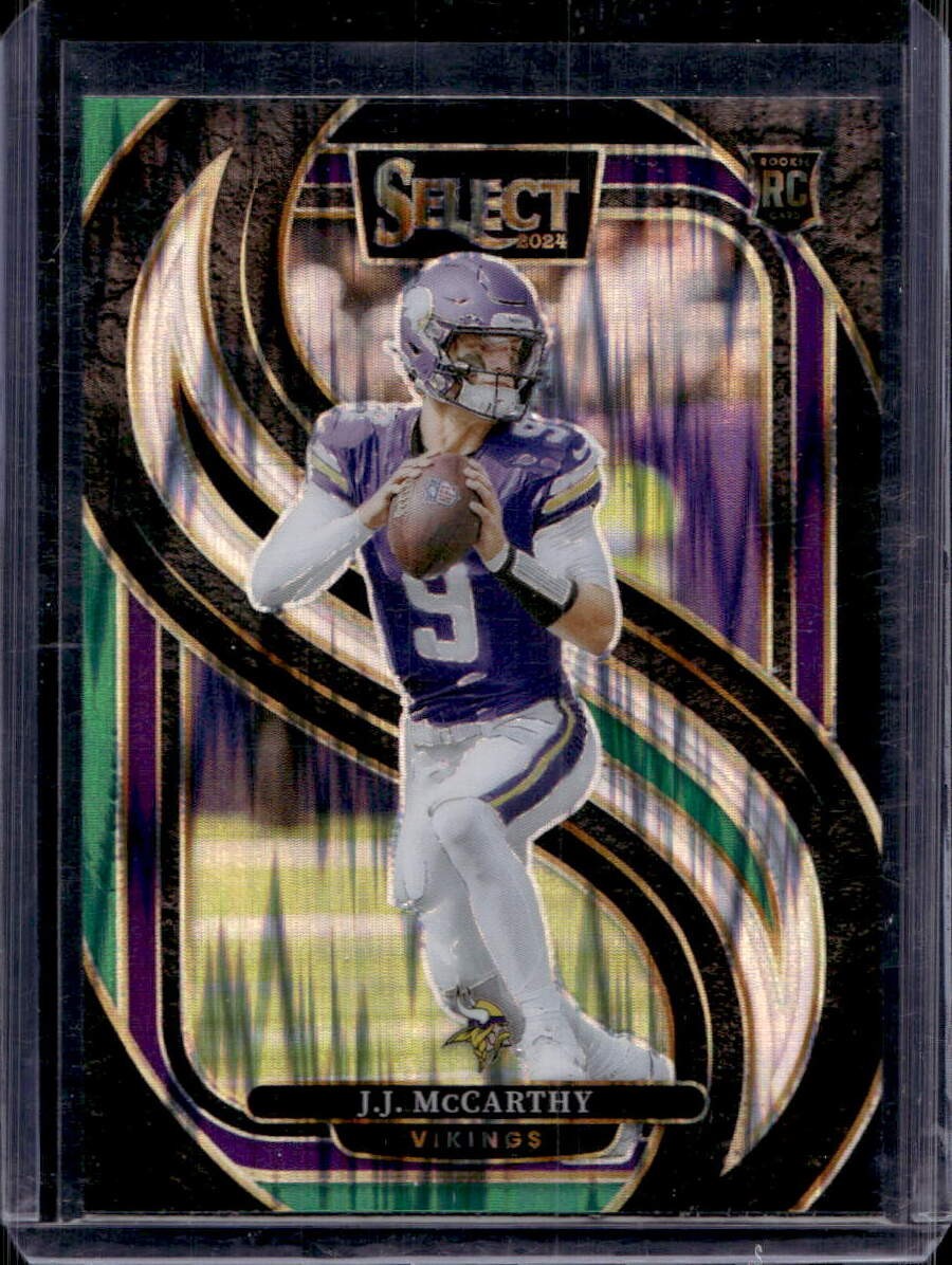 J.J. McCarthy 2024 Panini Select #134 Rookie Black Green Shock Prizm