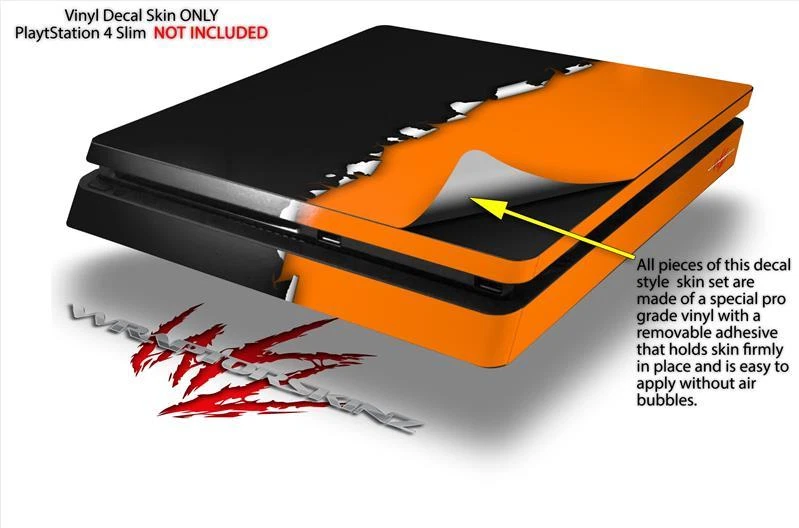 Recubrimiento para Consola PS4 Slim Rasgado Colores Negro Naranja Playstation 4 Foto 2 de 3