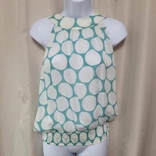 Michael Stars Georgette Smocked Hem Halter Top Women's Size M Polka Dot Silk